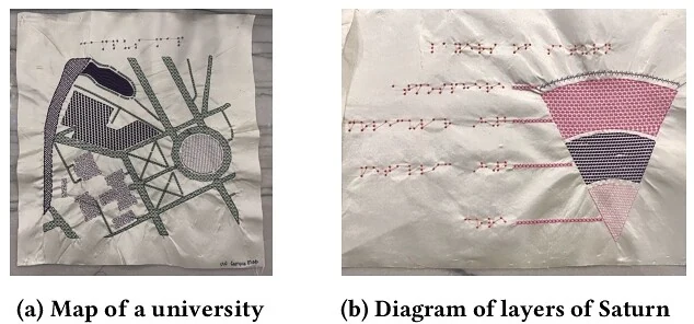 Examples of embroidered tactile graphics